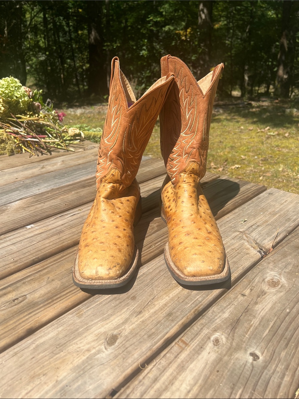 Men's Tan Ostrich Leather Western Boots